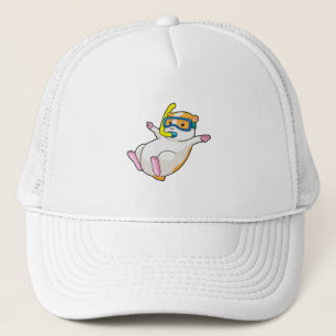 Gorra De Camionero Hámster en buceo con gafas de natación