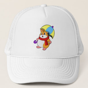 Gorra De Camionero Hámster en la lluvia con paraguas