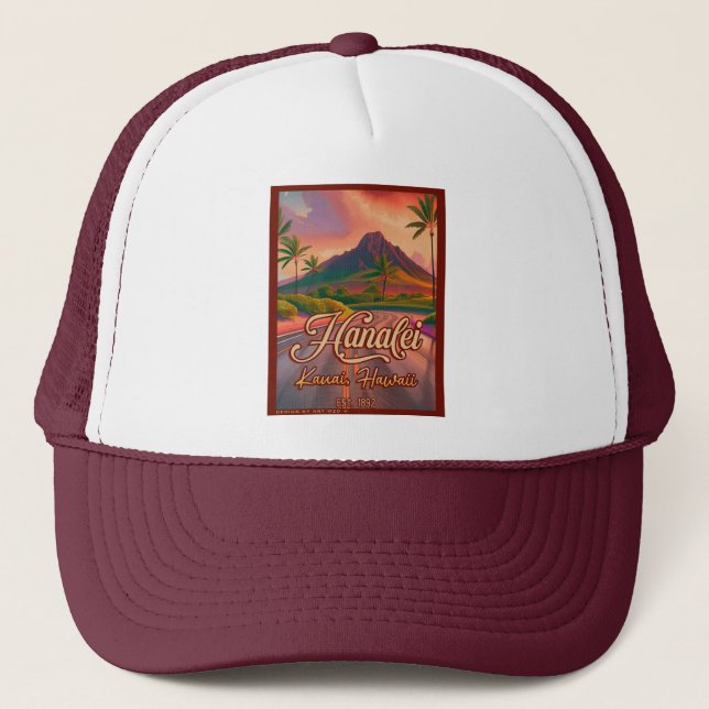 Gorra De Camionero Hanalei Kauai Hawaii Ruta del Volcán Retro de los  (Anverso)