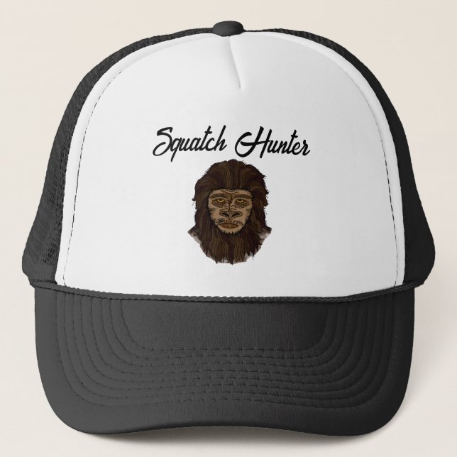 Gorra De Camionero Hand draw Bigfoot Sasquatch Swamp Ape Hunter (Anverso)