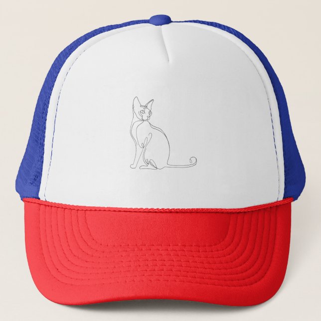 Gorra De Camionero Hand Drawn Sphynx Cat Minimalist Design (Anverso)