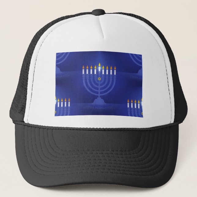 Gorra De Camionero hanukkah azul feliz (Anverso)