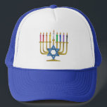Gorra De Camionero Hanukkah Candles Rainbow Gold Menorah<br><div class="desc">Está viendo la colección Lee Hiller Designs of Home and Office Decor, Apparel, Gifts and Collectibles. Los diseños incluyen la fotografía Lee Hiller y la colección de arte digital de medios mixtos. Puedes ver su fotografía de la naturaleza en http://HikeOurPlanet.com/ y seguir su blog de senderismo dentro del Parque Nacional...</div>