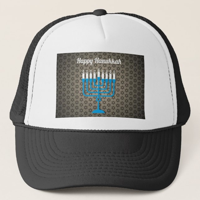Gorra De Camionero hanukkah feliz negro (Anverso)