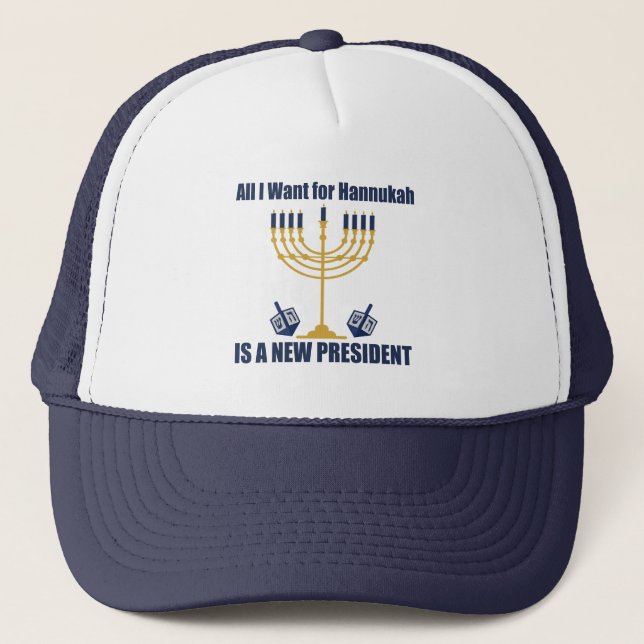 Gorra De Camionero Hanukkah político judío anti Trump (Anverso)