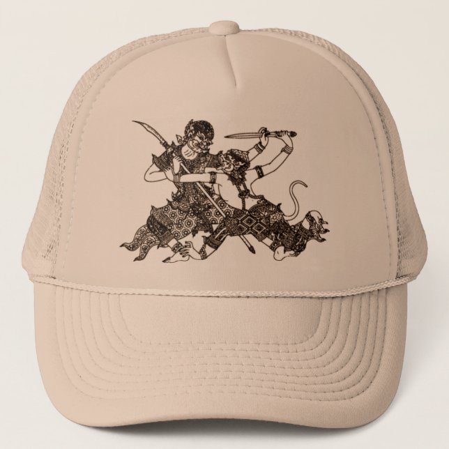 GORRA DE CAMIONERO HANUMAN - LUCHAR A DIOSES BUDISTAS Y HINDÚES (Anverso)