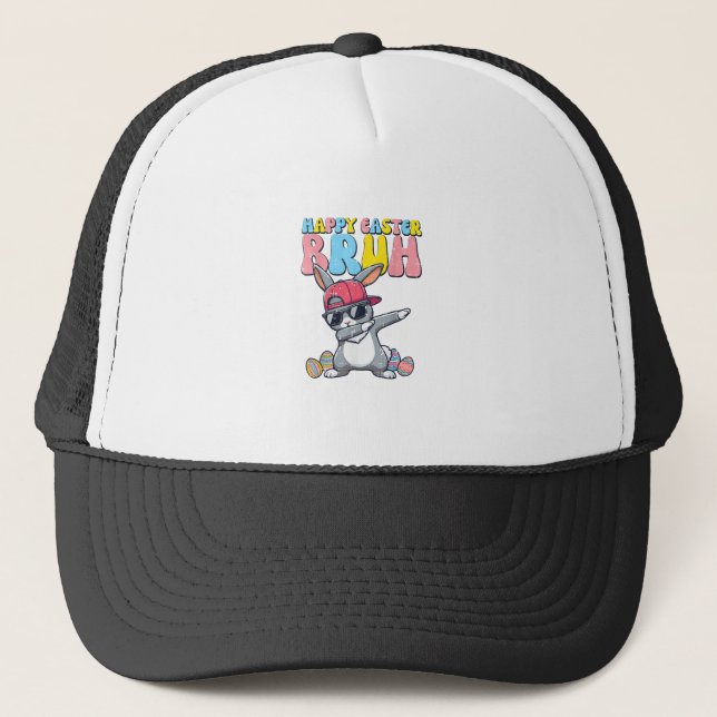 Gorra De Camionero Happy Easter Bruh Bunny Dab Rabbit Dance Boys Kids (Anverso)