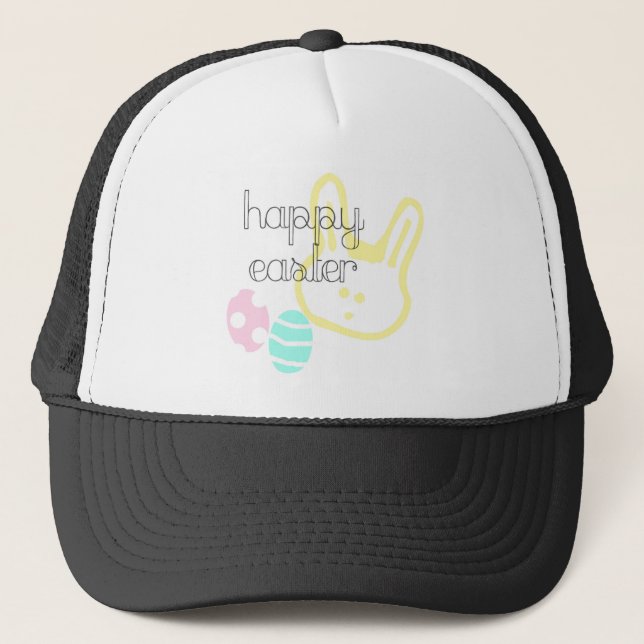 Gorra De Camionero happy easter holiday pastel eggs bunny (Anverso)