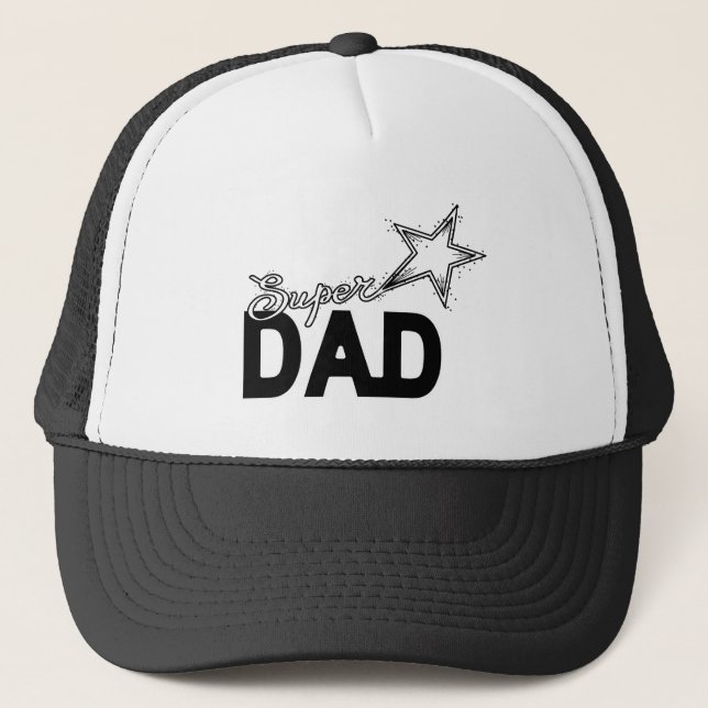 Gorra De Camionero Happy Father's Day Modern Design "SUPER DAD" star (Anverso)