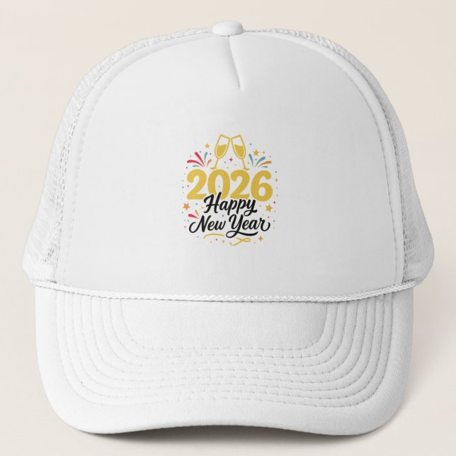 Gorra De Camionero Happy New Year 2026 Celebration Trucker Hat (Anverso)