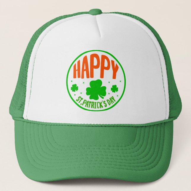 Gorra De Camionero Happy St. Patrick's Day Circle Design-63501 (Anverso)