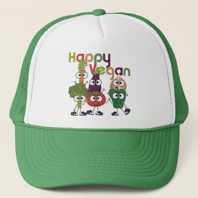 Gorra De Camionero Happy Vegan (Anverso)