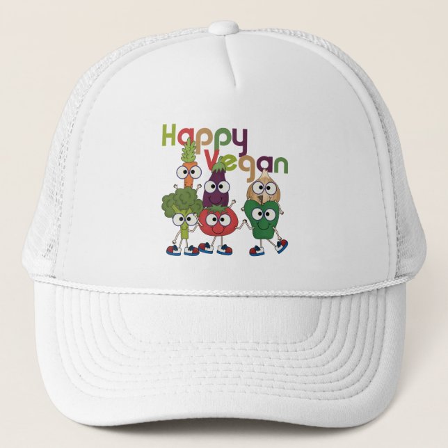 Gorra De Camionero Happy Vegan (Anverso)
