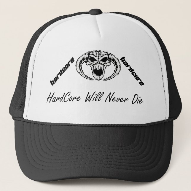 Gorra De Camionero hardcore will never die  trucker cap (Anverso)