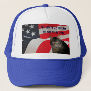 Gorra De Camionero Haré que usted ve el gato patriótico de las