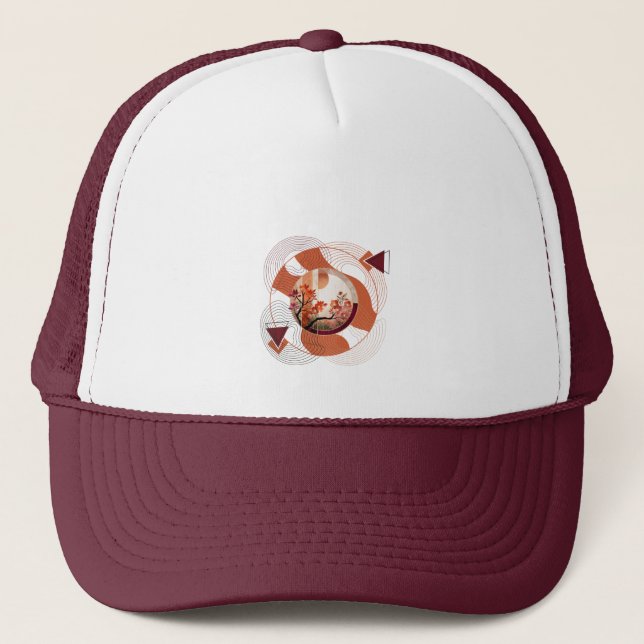 Gorra De Camionero Harmonious Orange Blossom Circles (Anverso)
