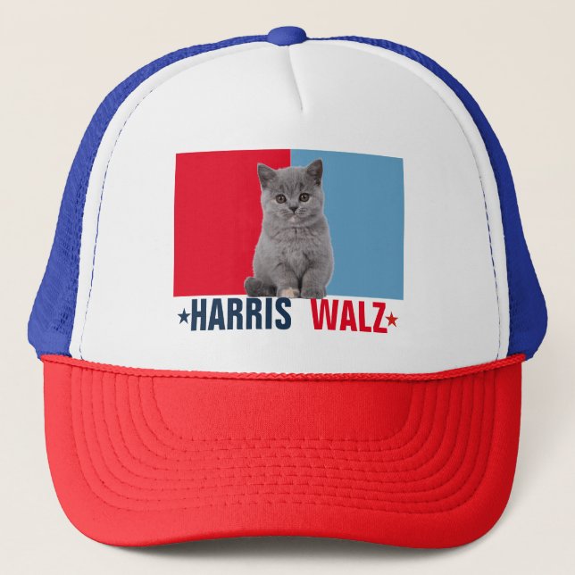 Gorra De Camionero Harris Walz 2024 Obviamente Azul Rojo (Anverso)