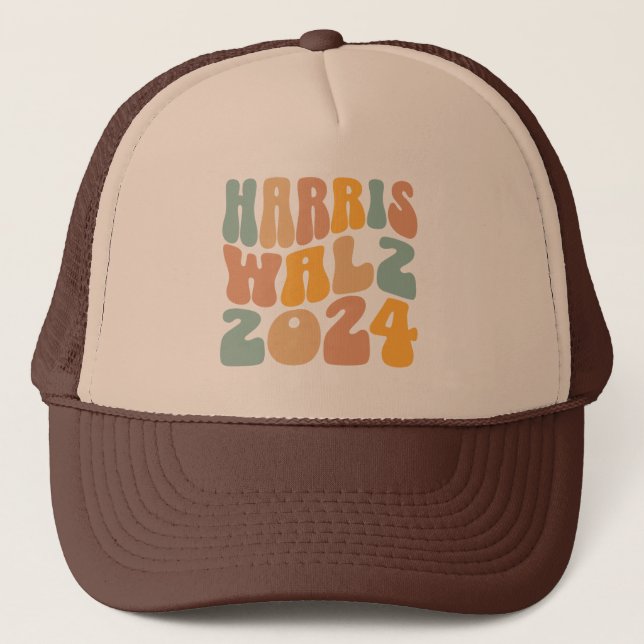 Gorra De Camionero Harris Walz 2024 Trendy Wavy Boho (Anverso)