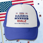 Gorra De Camionero Harris Walz No vamos a volver<br><div class="desc">Destacar con este camionero que apoya el boleto de campaña Harris/ Walz. Cuenta con elegantes letras estilizadas en rojo,  blanco y azul en un atrevido patrón llamativo. El texto "No vamos a volver" es editable.</div>