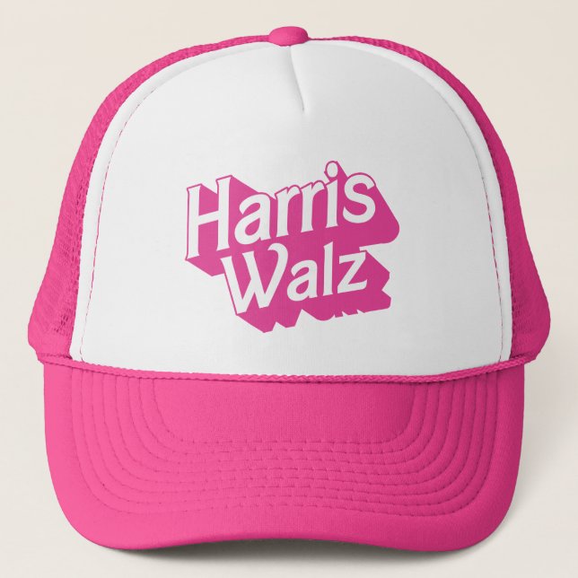 Gorra De Camionero Harris Walz Pink (Anverso)