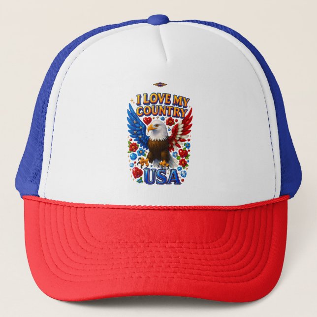 Gorra De Camionero Hat Design: I Love My Country - USA (Anverso)