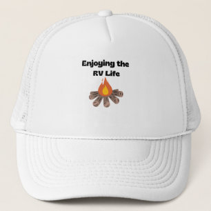 Gorra De Camionero Hat with Enjoying the RV Life and a Campfire
