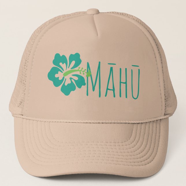 Gorra De Camionero Hawaiian Māhū LGBT (Turquoise Hibiscus) (Anverso)