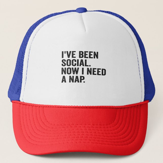 Gorra De Camionero He sido social ahora necesito una Nap Autism Adhd (Anverso)