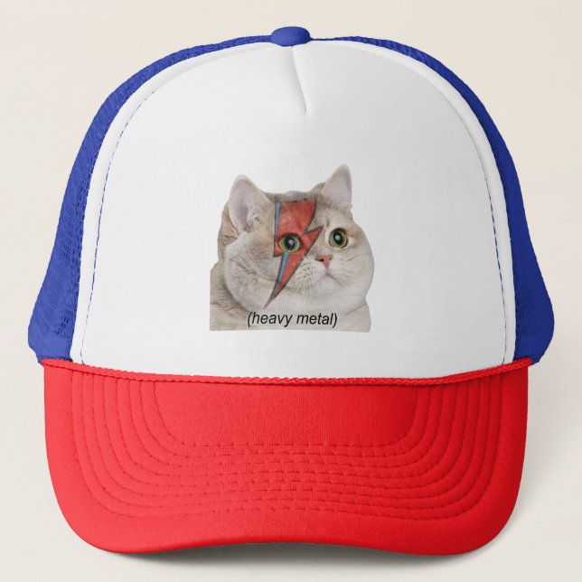 Gorra De Camionero Heavy Breathing Cat Meme Heavy Metal Rocker (Anverso)