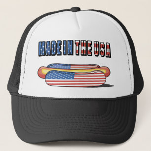 Gorra De Camionero Hecho en EE.UU. Patriótico Hot Dog