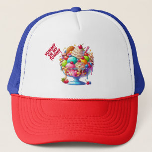 Gorra De Camionero Helado Sundae Colorido – Ilustración de Postre Ado