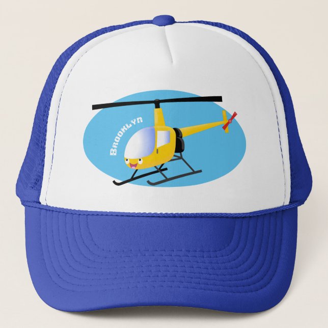 Gorra De Camionero Helicóptero de personalizado alegre amarillo lindo (Anverso)