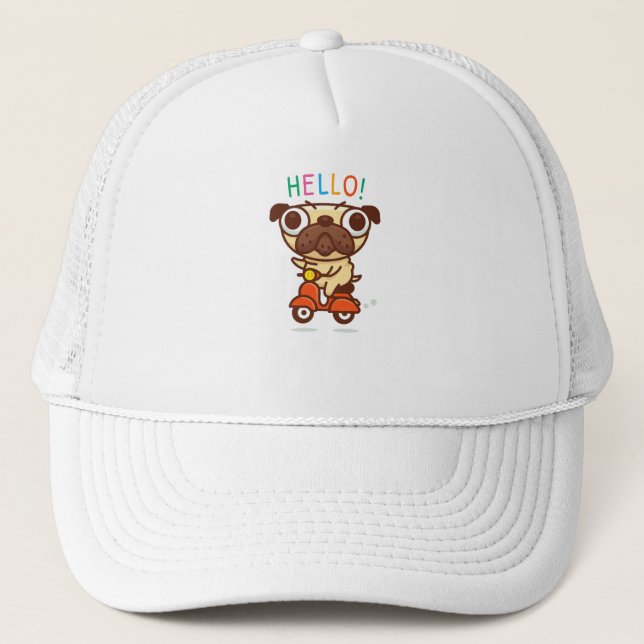 Gorra De Camionero Hello Pug (Anverso)