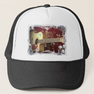 Gorra De Camionero Hermosa Guitarra Vintage Preciosa sobre Motivo Afr