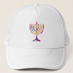 Gorra De Camionero Hermosa Menorá de Hanukkah Vintage Feliz Hanukkah