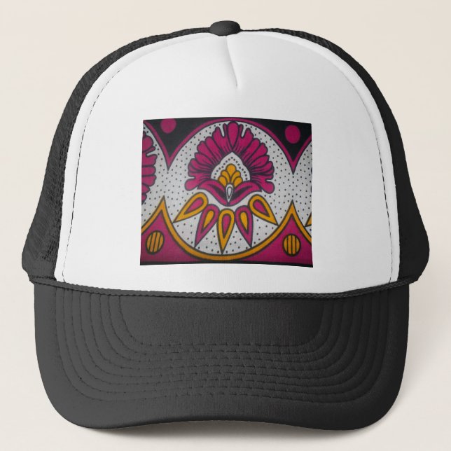 Gorra De Camionero Hermosa pintura en motivos de tela africana (Anverso)