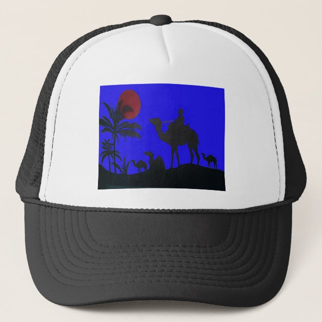 Gorra De Camionero Hermoso asombroso Camello Sunset Safari Art Print (Anverso)