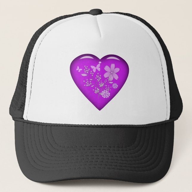Gorra De Camionero Hermoso corazón floral de vidrio (Anverso)