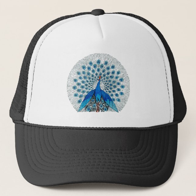 Gorra De Camionero Hermoso Ilustracion Blue Peacock (Anverso)