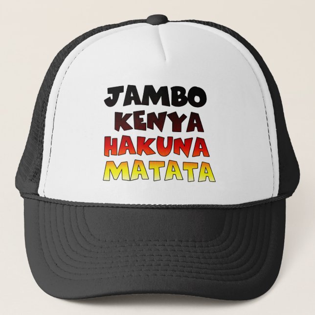 Gorra De Camionero Hermoso Jambo Kenya Hakuna Matata Agradable Arte (Anverso)