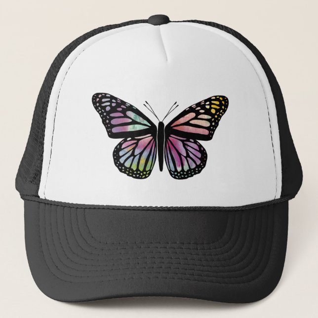 Gorra De Camionero Hermoso Monarca de Arte de Mariposa acuarela (Anverso)