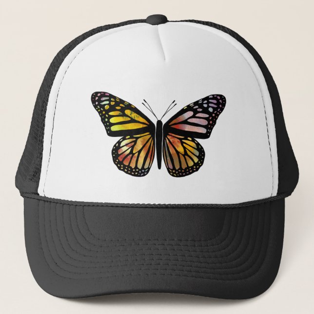 Gorra De Camionero Hermoso Monarca de Arte de Mariposa acuarela (Anverso)