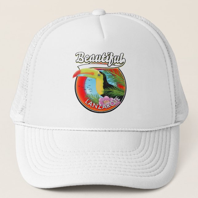 Gorra De Camionero Hermoso parche de viajes de Lanzarote. (Anverso)
