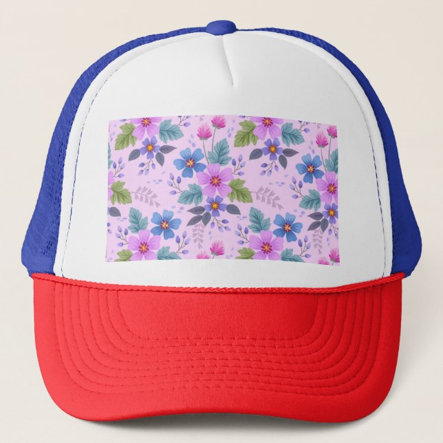Gorra De Camionero Hermoso patrón floral de flores-36841 (Anverso)