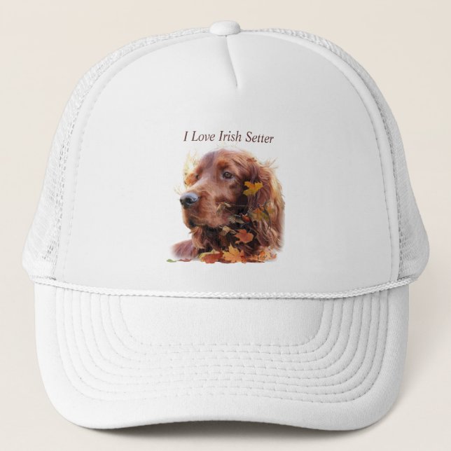 Gorra De Camionero Hermoso Red Setter Irlandés (Anverso)