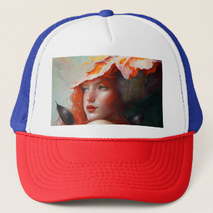Gorra De Camionero Hermoso resumen artístico Chica Red Haired Ginger