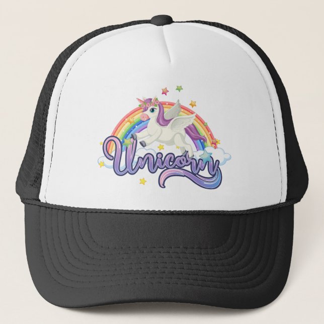 Gorra De Camionero Hermoso Unicornio de Arcoíris (Anverso)