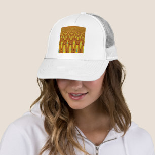 Gorra De Camionero Hermoso vector de estampado tribal africano dorado