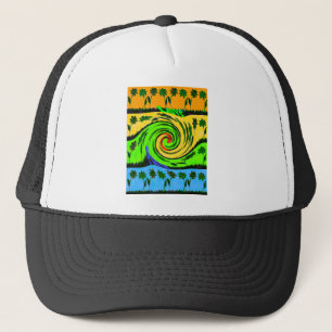 Gorra De Camionero Hermosos colores florales de olas onduladas en ver