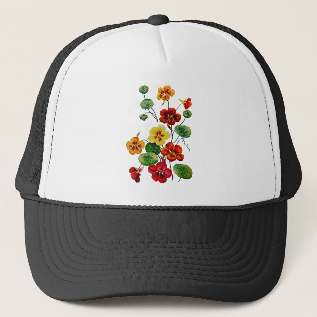 Gorra De Camionero Hermosos Nasturtios Borrados (Anverso)